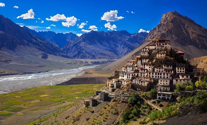 Key Monastery in Spiti Valley under clear blue skies