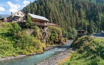 Trekking shoes and walking pole on rocky trail – what to carry for Jibhi treks
